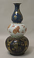 Triple gourd vase, Porcelain painted in overglaze polychrome enamels, and gilt over blue ground (Jingdezhen ware), China