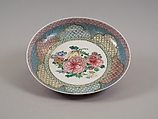 Dish with flowers and fruits, Porcelain painted in overglaze polychrome enamels (Jingdezhen ware), China