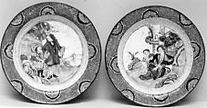 Dish with European Man and Child, Painted enamel on copper, China