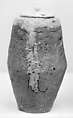 Tea jar with cover, Shigaraki ware; includes box, bag and extra bag, Japan
