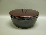 Water container, Stoneware with oil-spot glaze (Huairen ware), Japanese lacquer cover, China