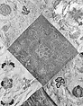 Embroidered Patchwork Panel, Silk needle-loop embroidery over gilt paper on simple gauze silk, silk damask, silk satin, and plain weave silk, China