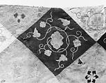 Embroidered Patchwork Panel, Silk needle-loop embroidery over gilt paper on simple gauze silk, silk damask, silk satin, and plain weave silk, China