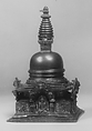 Model of a Stupa, Gilt-copper alloy with rock-crystal inset, Nepal (Kathmandu Valley)