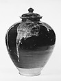 Covered jar, Earthenware with dappled black glaze, China
