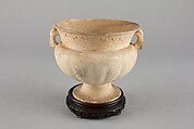 Stem cup, Earthenware with molded decoration under clear glaze, China