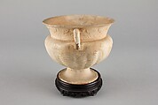 Stem cup, Earthenware with molded decoration under clear glaze, China