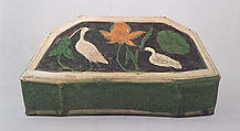Pillow, Earthenware with sgraffito and mold-impressed designs under colored glazes (Cizhou ware), China