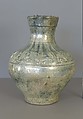 Wine container (hu) with mythical creatures, Earthenware with green lead glaze, China