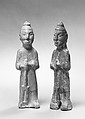 Standing Farmer holding a Pitchfork, Earthenware with green lead glaze, China