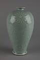 Meiping vase with floral scrolls, Porcelain with relief decors under a celadon glaze (Jingdezhen ware), China