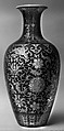 Vase with floral scrolls, Porcelain painted in gold over black glaze (Jingdezhen ware), China