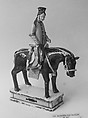 Figure of Lady on Horseback, Porcelain with colored glazes, China