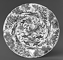 Plate with pheonix and monkeys, Porcelain painted in underglaze cobalt blue (Jingdezhen ware), China