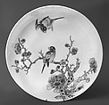 Saucer with birds and flowers, Porcelain painted in overglaze polychrome enamels (Jingdezhen ware), China