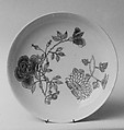 Saucer, Porcelain painted in overglaze famille rose enamels, crimson pink glaze on reverse, China