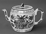 Teapot, Porcelain painted in underglaze blue and overglaze polychrome enamels of a later date (Jingdezhen ware), China