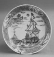 Saucer with boats, Porcelain painted with overglaze polychrome enamels (Jingdezhen ware), China