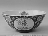 Bowl, Porcelain painted in underglaze blue and overglaze  enamels, with engraved decoration, China
