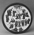 Plaque with eighteen arahats, Porcelain painted in underglaze cobalt blue and overglaze polychrome enamels (Jingdezhen ware), China