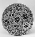 Dish with flowers, Porcelain painted with overglaze polychrome enamels (Jingdezhen ware), China