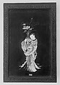 Plaque with a lady, Porcelain painted in overglaze polychrome enamels and lacquer, China