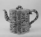 Teapot in the shape of bamboo stalks, Porcelain painted in polychrome enamels on the biscuit (Jingdezhen ware), China