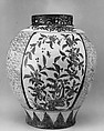 Large Jar, Clay covered with a crackled glaze and decorated with polychrome enamels (Hizen ware, Kutani type), Japan