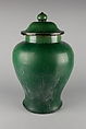 Covered jar, Stoneware with green and brown glaze (Shanxi ware), China