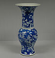 Vase decorated with blossoming plum, Porcelain painted in underglaze cobalt blue (Jingdezhen ware), China