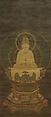 Miroku Bosatsu, Hanging scroll; ink, color, and gold on silk, Japan