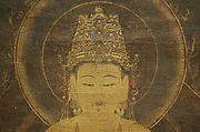Miroku Bosatsu, Hanging scroll; ink, color, and gold on silk, Japan