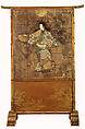 Freestanding Screen with Dancer 

, Ink, color, and gold on gilt paper, mounted on a lacquered screen, Japan