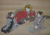Three Beauties Playing Musical Instruments, Utagawa Kuniyoshi  Japanese, Matted; ink and color on silk, Japan