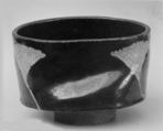 Teabowl, Clay covered with glaze and decoration (Black Oribe ware), Japan