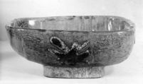 Bowl, Clay with finely crackled glaze; inlaid Mishima decoration; surface slightly pitted; inside, splash of glaze (Raku ware), Japan