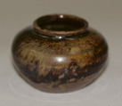 Tea jar, Reddish-brown clay, mottled brown glaze (Seto ware), Japan