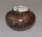 Tea jar, Reddish-brown clay, mottled brown glaze (Seto ware), Japan