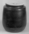 Tea jar, Buff clay, thin, dark brown underglaze and olive overglaze (Seto ware), Japan