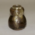 Tea jar, Clay, thick brown glaze with splashes on neck and shoulder (Seto ware), Japan