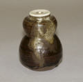 Tea jar, Clay, thick brown glaze with splashes on neck and shoulder (Seto ware), Japan