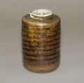Tea jar, Clay, mottled light and dark brown glaze; (Seto ware), Japan