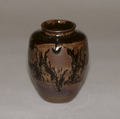 Tea jar, Clay, underglaze with large areas of dark brown overglaze, showing slight iridescence (Takatori ware), Japan