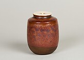 Tea Caddy, Stoneware with metallic glaze with dark brown splash (Seto ware), Japan