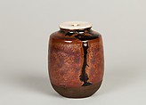 Tea Caddy, Stoneware with metallic glaze with dark brown splash (Seto ware), Japan