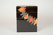 Tiered Food Box (Jūbako) with Garland of Azaleas, Yamamoto Shunshō School, Lacquered wood with gold, silver, beige, and red togidashimaki-e on black ground, Japan