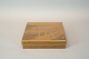 Box for Inkstone and Writing Implements (Suzuribako), Wood, lacquer sprinkled with gold, black lacquer, and shell inlay, Japan