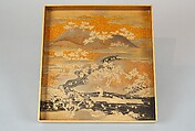 Writing Box with Design of the Tatsuta River, Gold and silver maki-e on gold lacquer, Japan