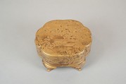 Legged Box with Design of Bush Clover along a Stream, Gold and silver maki-e on black lacquer, Japan