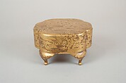 Legged Box with Design of Bush Clover along a Stream, Gold and silver maki-e on black lacquer, Japan